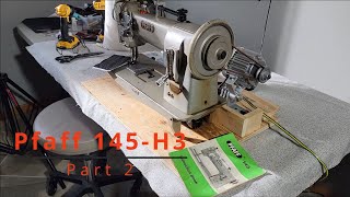 Pfaff 145H3 Industrial sewing machine table motor amp attachments [upl. by Nrubyar792]