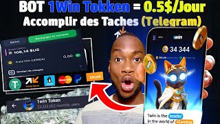 Bot 1WT Tokken qui vous Fait Gagner de lArgent en Accomplissant des Taches  1WIN Bot [upl. by Steinberg]