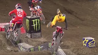 Ken Roczen Crashes Out of Anaheim 2  Monster Energy Supercross 2017 [upl. by Ainsworth]