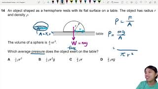 43b Ex2 FM19 P12 Q14 Hemisphere Pressure on Table  AS Pressure  Cambridge A Level 9702 Physics [upl. by Allerym949]