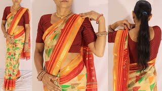 How to Drape a Saree Perfectly  Beginners Easy Saree Draping Tutorial 2024 [upl. by Inama]