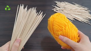 INCREDIBLE How to make money with wood stick and yarn at home  DIY recycling craft ideas [upl. by Grussing761]