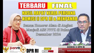 FINAL HASIL RAKER MENPANRB  DPR RI PENYELESAIAN SEMUA HONORER DIANGKAT JADI PPPK 2024 [upl. by Ydnat]