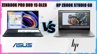 ASUS ZENBOOK PRO DUO 15 OLED UX582 VS HP ZBOOK STUDIO G8 2021 [upl. by Eenobe]