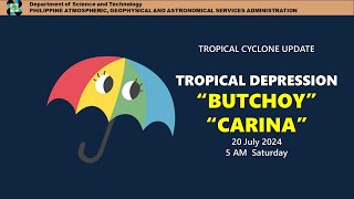 Press Briefing Tropical Depression ButchoyPH amp CarinaPH 11PM Update July 19 2024  Friday [upl. by Adeirf]