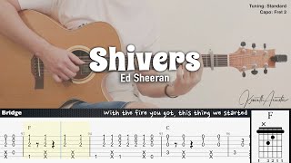 Shivers  Ed Sheeran  Fingerstyle Guitar  TAB  Chords  Lyrics [upl. by Kotz]