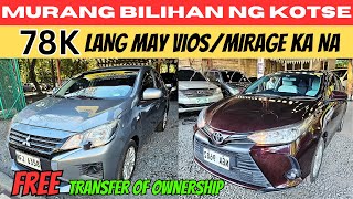 BILIHAN NG PINAKAMURANG TOYOTA VIOS MITSUBISHI MIRAGE UP TO 50 OFF  CHEAPEST REPO CARS 2024 [upl. by Fogel]