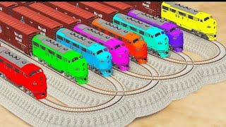 Eight Trains vs Multiple Overlapping UTurn Rail Tracks Crossing  BeamNGDrive train game simulator [upl. by Juliana]