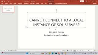 CAN NOT CONNECT TO SQL SERVER [upl. by Adiuqram]