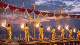 FULL GANGA AARTI VARANASI  BANARAS GHAT AARTI  Holy River Ganges Hindu Worship Ritual varanasi [upl. by Keene]