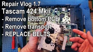 Tascam 424 MkIII Portastudio  7  Remove transport amp Change belts [upl. by Richard]