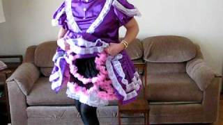 Sissy boy in purple maid dress with pink petticoats [upl. by Enelak]