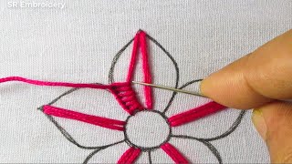 Modern Hand Embroidery Very Easy Fancy Embroidery Design Flower Stitch Technique For Tutorial [upl. by Shamus]