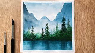 Watercolor Painting Tutorial  Misty Scenery  Easy Watercolor Painting For Beginners [upl. by Atineb491]