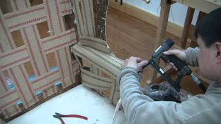 How To Reupholster A Wing Chair pt13 [upl. by Nidnal]