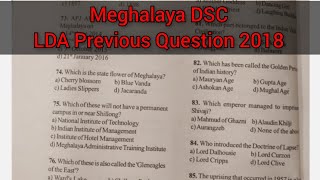 Meghalaya DSC  LDA Previous Question  East Khasi Hills 2018 [upl. by Adien]