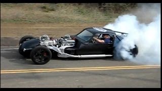 V16 HOT ROD Twin V8 doing a burnout part 2 [upl. by Combes]