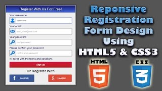 Responsive Registration Form Design Using HTML5 amp CSS3  Web Design Tutorial  Register Page Design [upl. by Elyc]