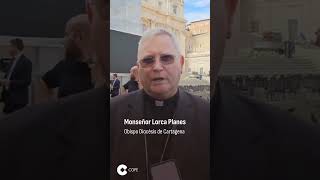 Monseñor José Manuel Lorca Planes tras ser santificado el beato Fray Pedro Soler en Roma [upl. by Enna323]