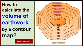 How to calculate the volume of the earthwork by using a contour map [upl. by Aikas]