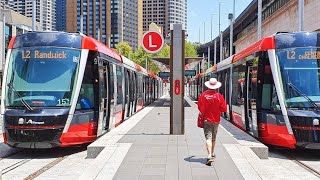 Circular Quay station  Light rail train service  Sydney NSW Australia [upl. by Ahseinek951]