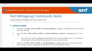 Excel Module 2 SAM End of Module Project 1  NPEX19EOM21  First Mittagong Community Bank [upl. by Nyleve]