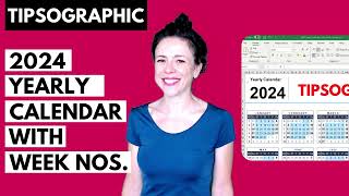 2024 Yearly Calendar with Week Numbers for Excel and Google Sheets Free Download [upl. by Brelje]