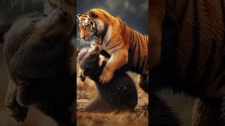 Tiger vs Sloth Bear animalbattle animals wildanimal arcticanimal wildlifebattle bear [upl. by Jemmy]