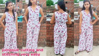 jumpsuit cutting and stitchingjumpsuitnew design jumpsuit cutting and stitching full tutorial ✨ [upl. by Akilaz304]