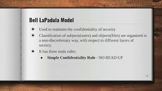 30 Bell–LaPadula model  Introduction To Classic Security Models  BellLaPadula Confidentiality [upl. by Sabah]