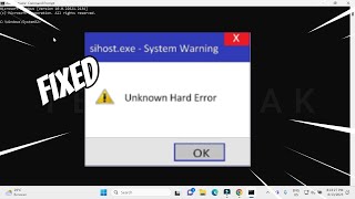 Unknown Hard Error System Warning FIXED [upl. by Ailaham]