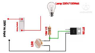 How To Make 230V Ac Automatic Night Lamp Circuit Diagram Using BT136 [upl. by Cantone]