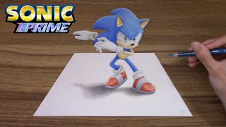 3D Drawing Sonic the Hedgehog from Sonic Prime [upl. by Emelen335]