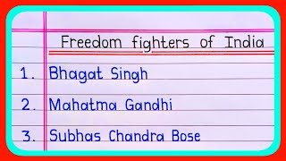 Freedom Fighters Name  Name of Indian Freedom Fighters  Freedom Fighters of India [upl. by Hepzi]