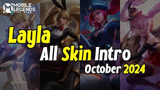 Layla 2024  All Skin Intro Animation  Mobile Legends Hero Skin Showcase [upl. by Francie]