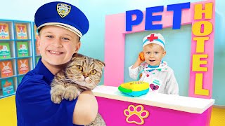 PET Hotel  More Adventure videos with Oliver and Animals for Kids [upl. by Magree]