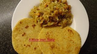 Volkorenmaismeel roti met Spitskool en Kikkererwten vegetarisch [upl. by Weikert]