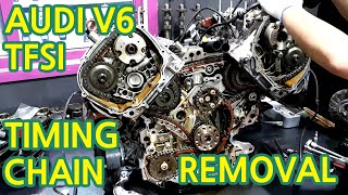 AUDI 30 TFSI TIMING CHAIN REMOVAL CCAA 아우디 V6 TFSI 타이밍 체인 탈거 [upl. by Eynaffit900]