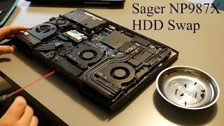 Sager NP987XClevo P870DMX Laptop HDD Swap [upl. by Pachston520]