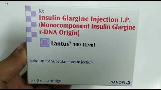 Lantus 100 iu injection  insulin Glargine injection ip  Lantus Cartridge Uses Side effects Hindi [upl. by Litta635]