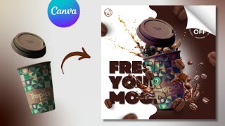 Coffee Advertising Poster Design in Canva  Product ad Poster  Product Commercial [upl. by Sclater]