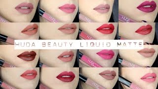 Huda Beauty Liquid Matte Lipstick  FULL COLLECTION Swatch amp Review [upl. by Marc771]