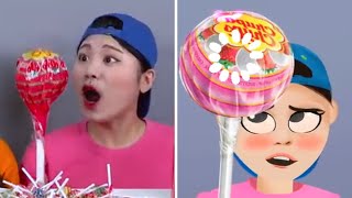 BTS BT21 Dessert Mukbang DONA 도나 VS DONA 도나 Animation Spicy Giant BTS BT21 Mukbang 방탄소년단 음식 먹방 [upl. by Arabella398]