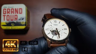 Fossil ME3105 Mens Townsman Automatic Dark Brown Leather Watch Unboxing Review 4k video [upl. by Veneaux393]