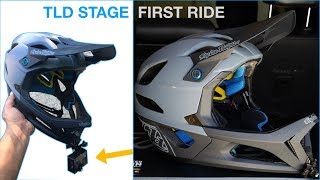 First Ride 2019 Troy Lee Designs Stage Helmet  Chin Mount GoPro [upl. by Nolram]