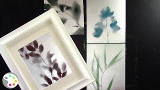 Spray Painting Leaves Silhouette on Canvas Wall Art Tutorial [upl. by Jonie]