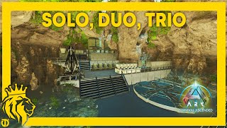 SOLO DUO TRIO Caves W FULL Base Designs on The Island  ARK Survival Ascended [upl. by Idner]