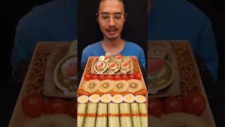 stmoret cream cheese dessert Yakisoba cherry tomatoes kiwi cheese quail eggs  Mukbang ASMR [upl. by Red]