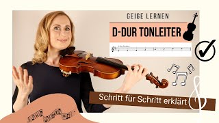 DDur Tonleiter für Anfänger Geige D Major Scale for Beginner Violin [upl. by Barraza53]