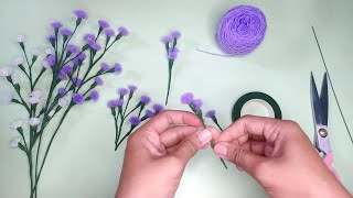 DIY  Tutorial making woolen flowers easy  Tutorial Mudah Membuat Bunga Dari Benang Wool craft [upl. by Ekeiram409]